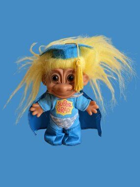 10/$25 Vintage 1990s Russ “Super Grad” Troll Doll Graduation Cap